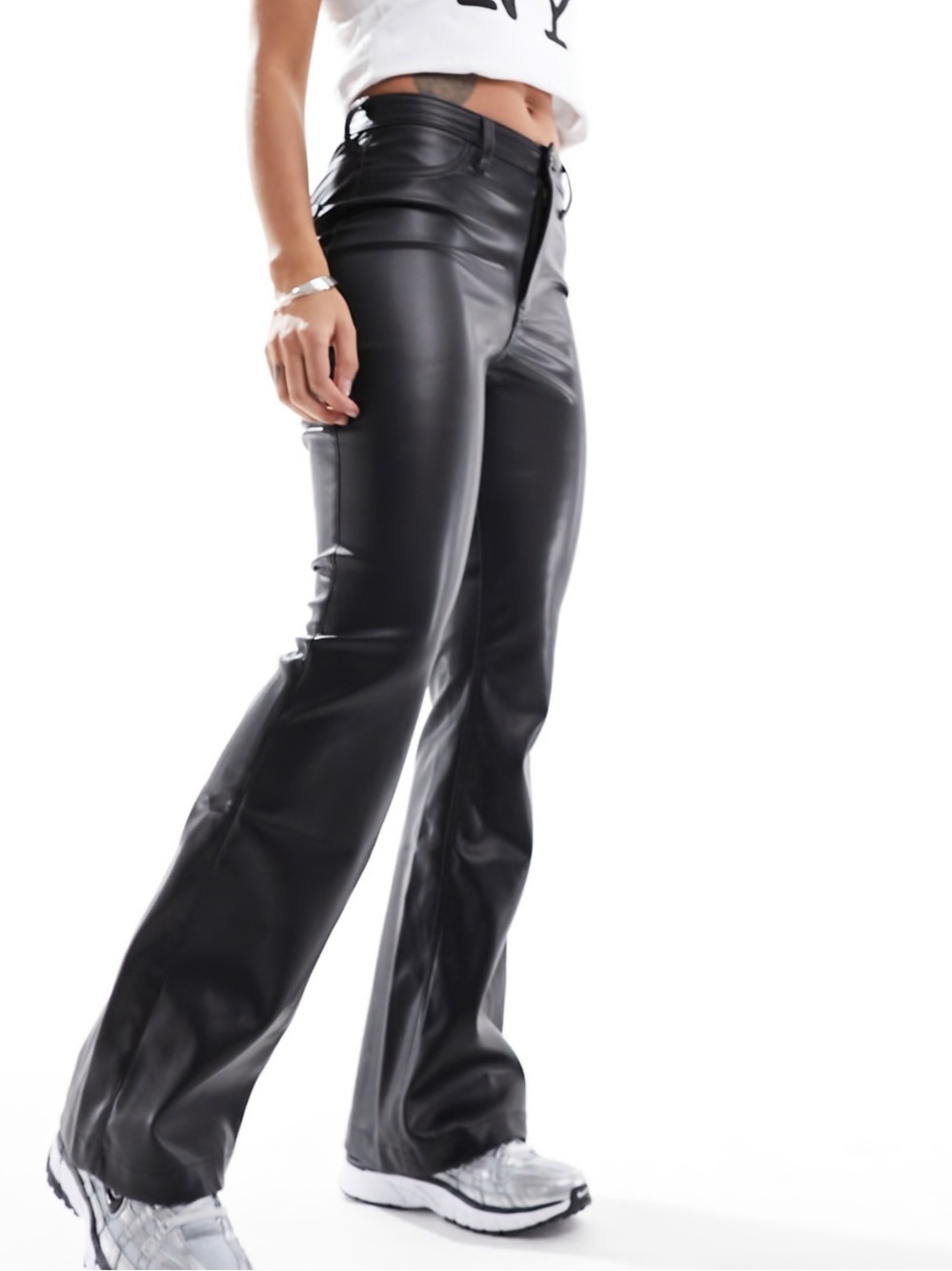 Hollister High Rise flare faux leather pants